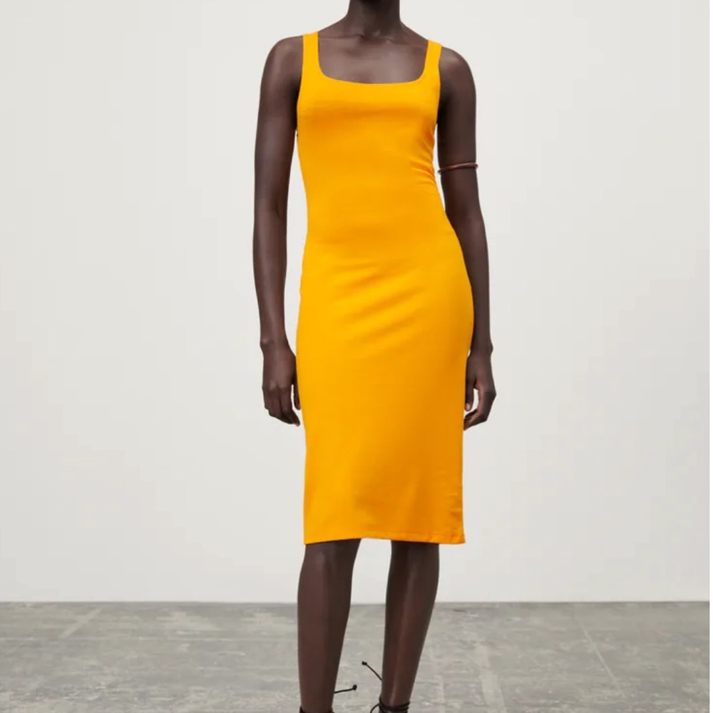 Zara Olive Green Midi Bodycon Dress